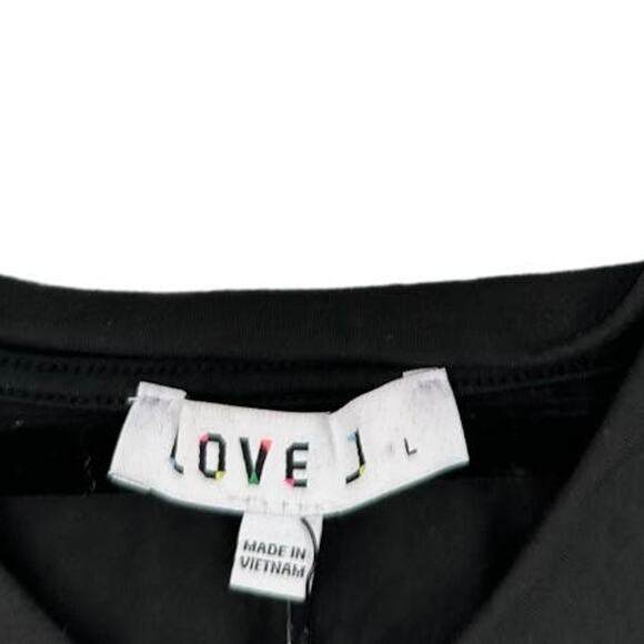 Love J Black Soft Loose Fit V Neck Tee Large - Picture 3 of 4